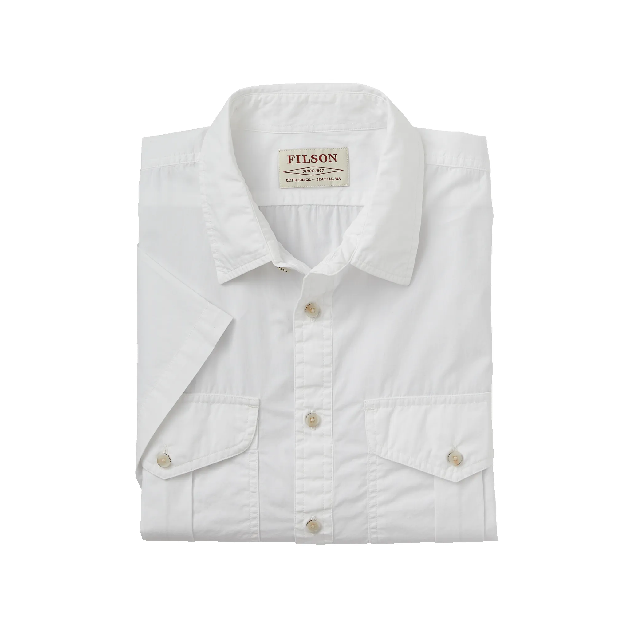 Filson's Washed Short Sleeve Feather Cloth Shirt - White sold by Filson product image thumbnail 3