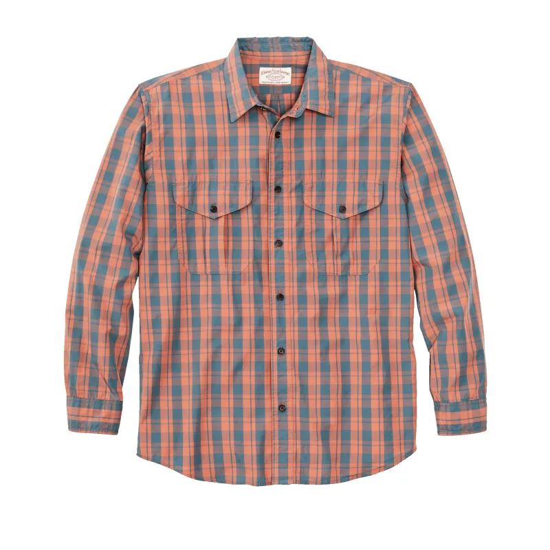 Filson's Washed Feather Cloth Shirt - Faded Cedar / Blue Plaid sold by Filson