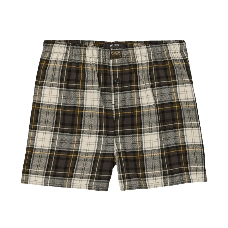 Smokey Bear Lounge Shorts - Forest Hunt Plaid sold by Filson