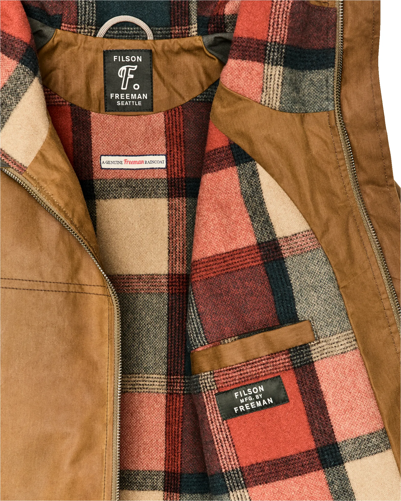 Filson X Freeman Wool Lined Raincoat - Dark Tan / Amber Spruce sold by Filson product image thumbnail 5