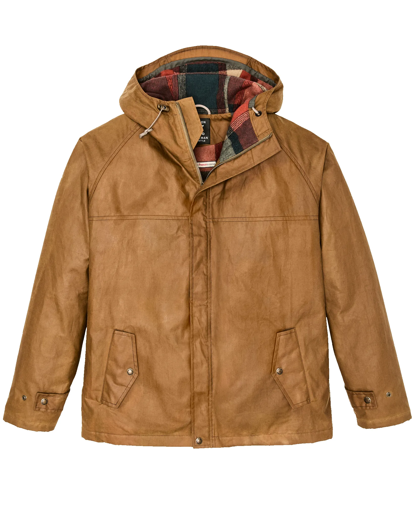 Filson X Freeman Wool Lined Raincoat - Dark Tan / Amber Spruce sold by Filson