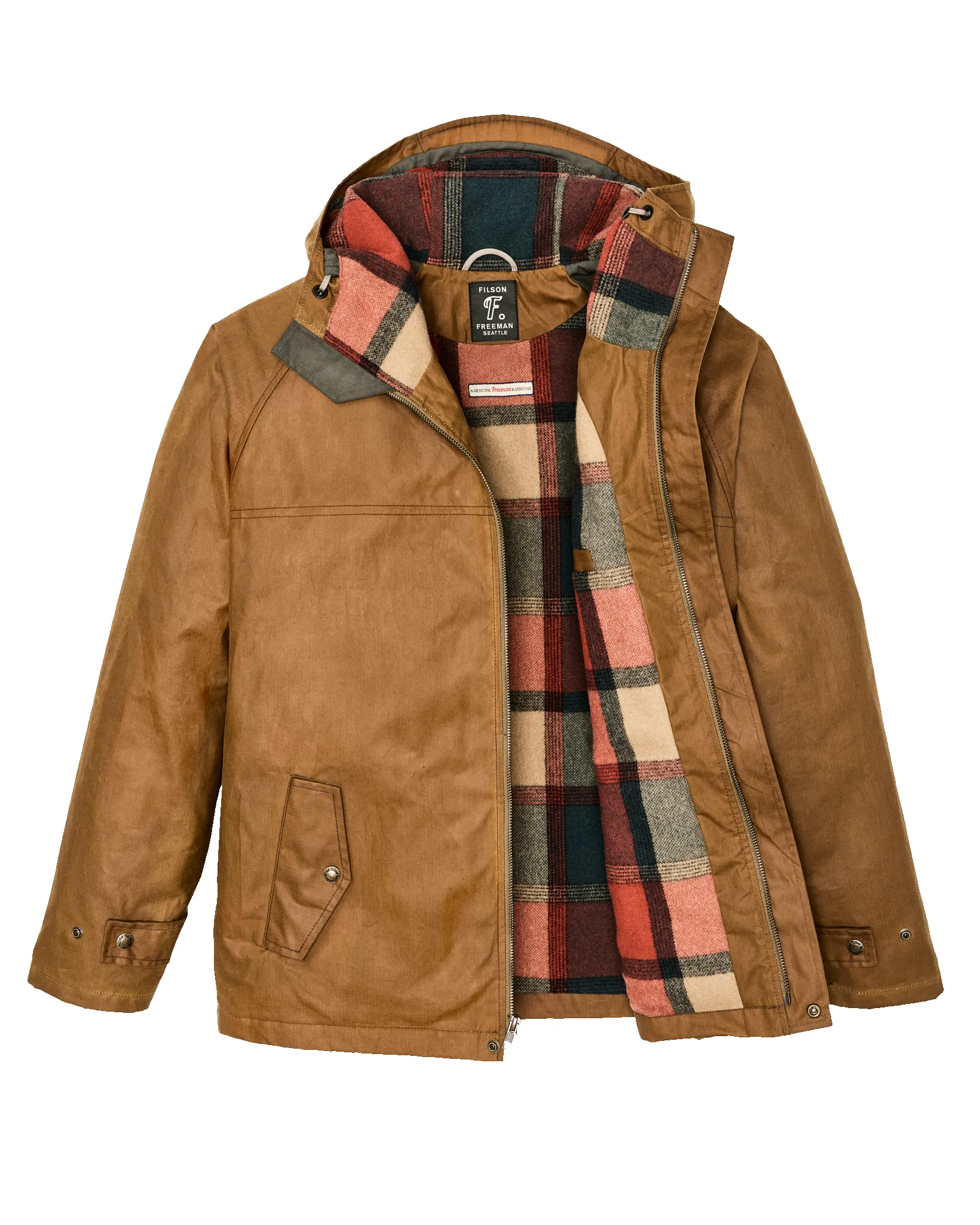 Filson X Freeman Wool Lined Raincoat - Dark Tan / Amber Spruce sold by Filson product image thumbnail 3