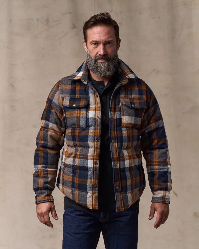 Filson X Crescent Down Works Jacket - Navy Bronze Plaid sold by Filson
