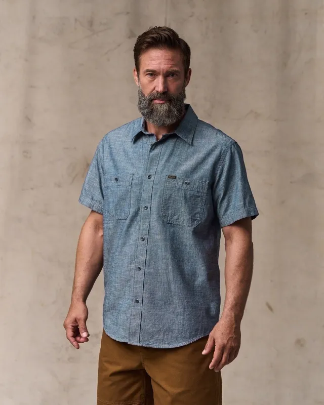 Short-sleeve Embroidered Chambray Shirt - Rinsed Indigo sold by Filson
