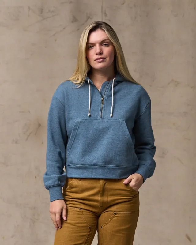 Women's French Terry Half-zip Hoodie - Light Blue sold by Filson