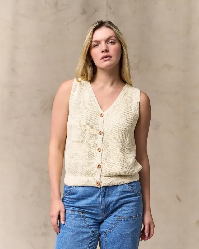 Women's Cotton Sweater Vest - Ivory sold by Filson