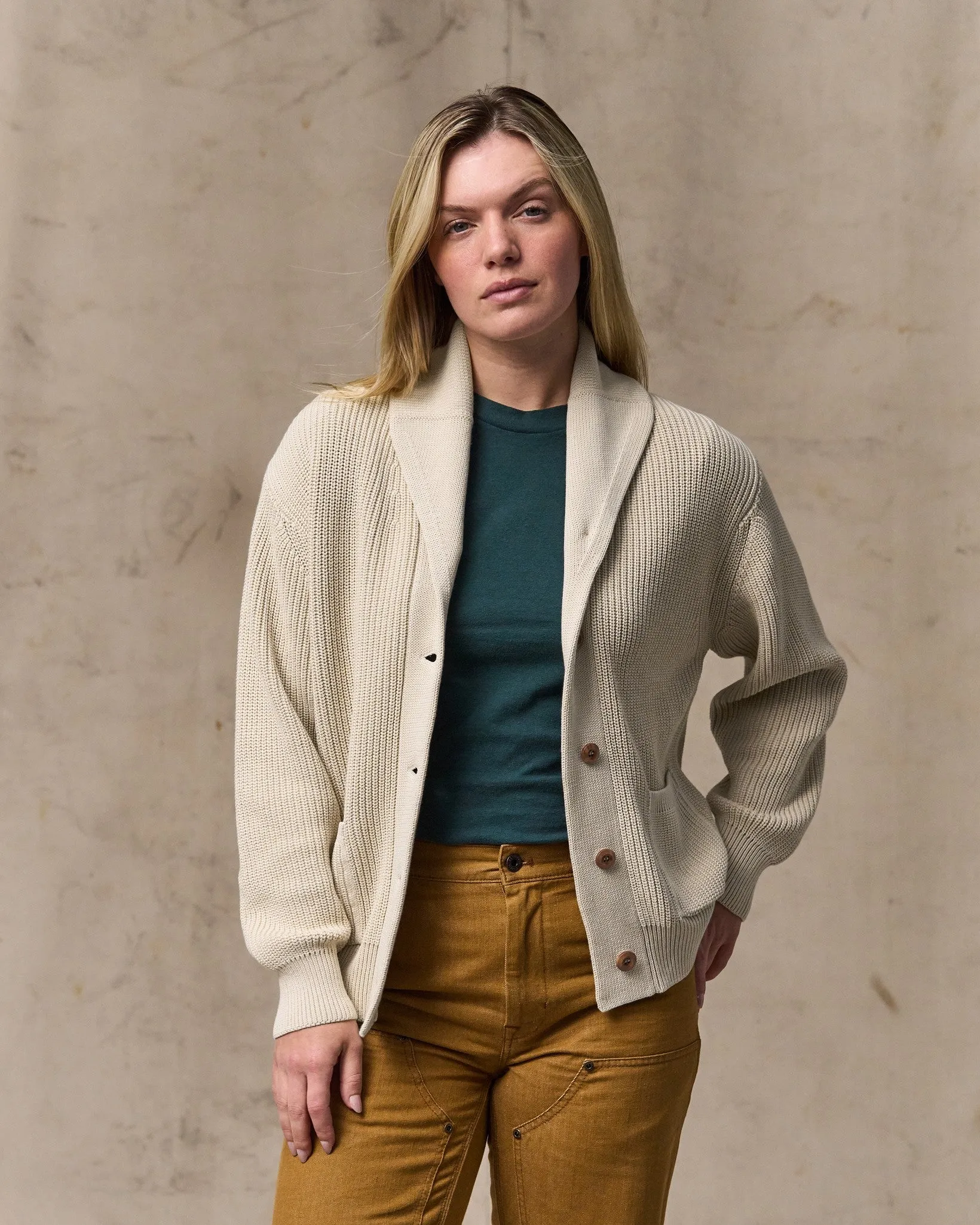 Women's Cotton Shawl Neck Cardigan - Natural sold by Filson product image thumbnail 4