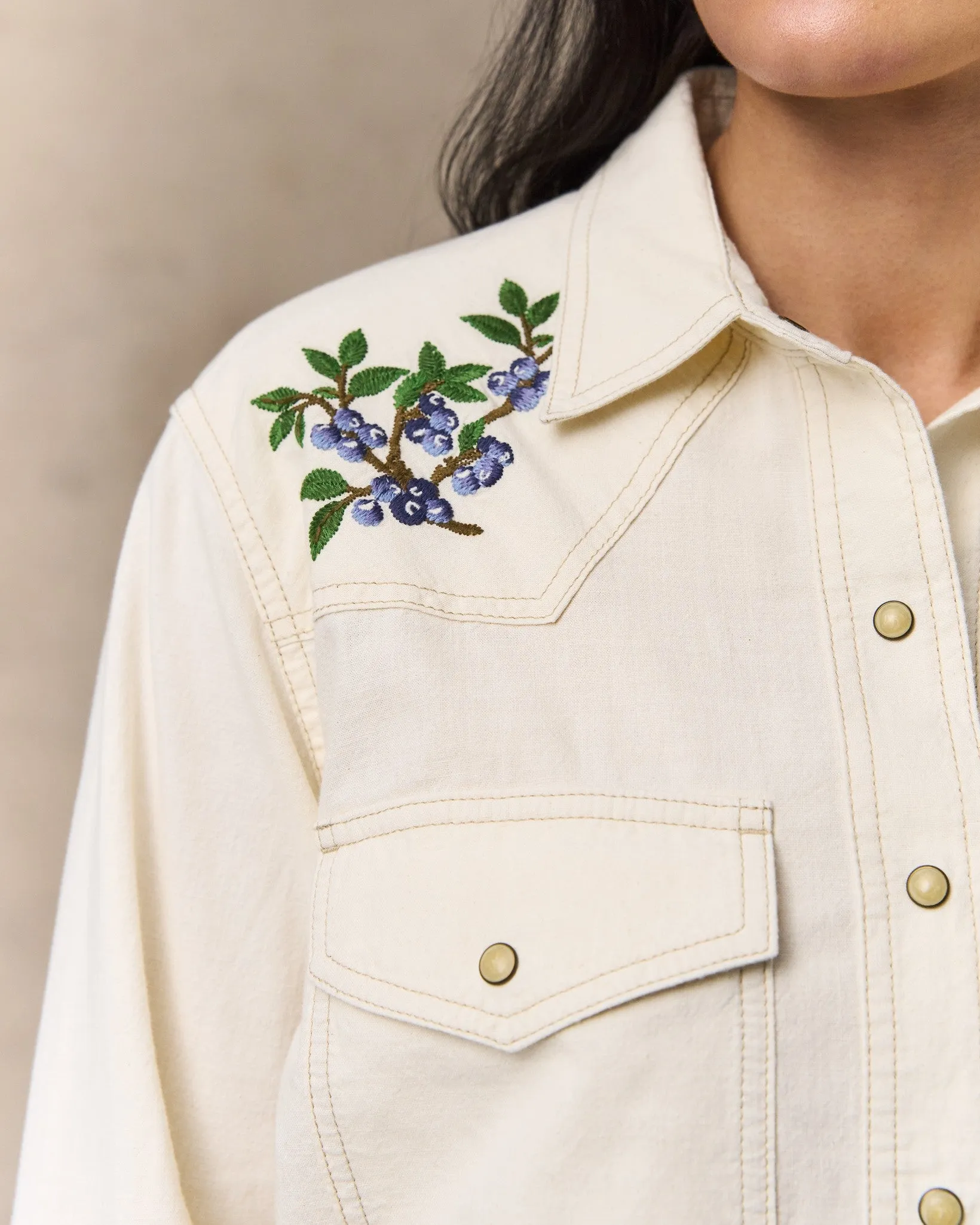Women's Embroidered Western Shirt - Natural Seed sold by Filson product image thumbnail 4