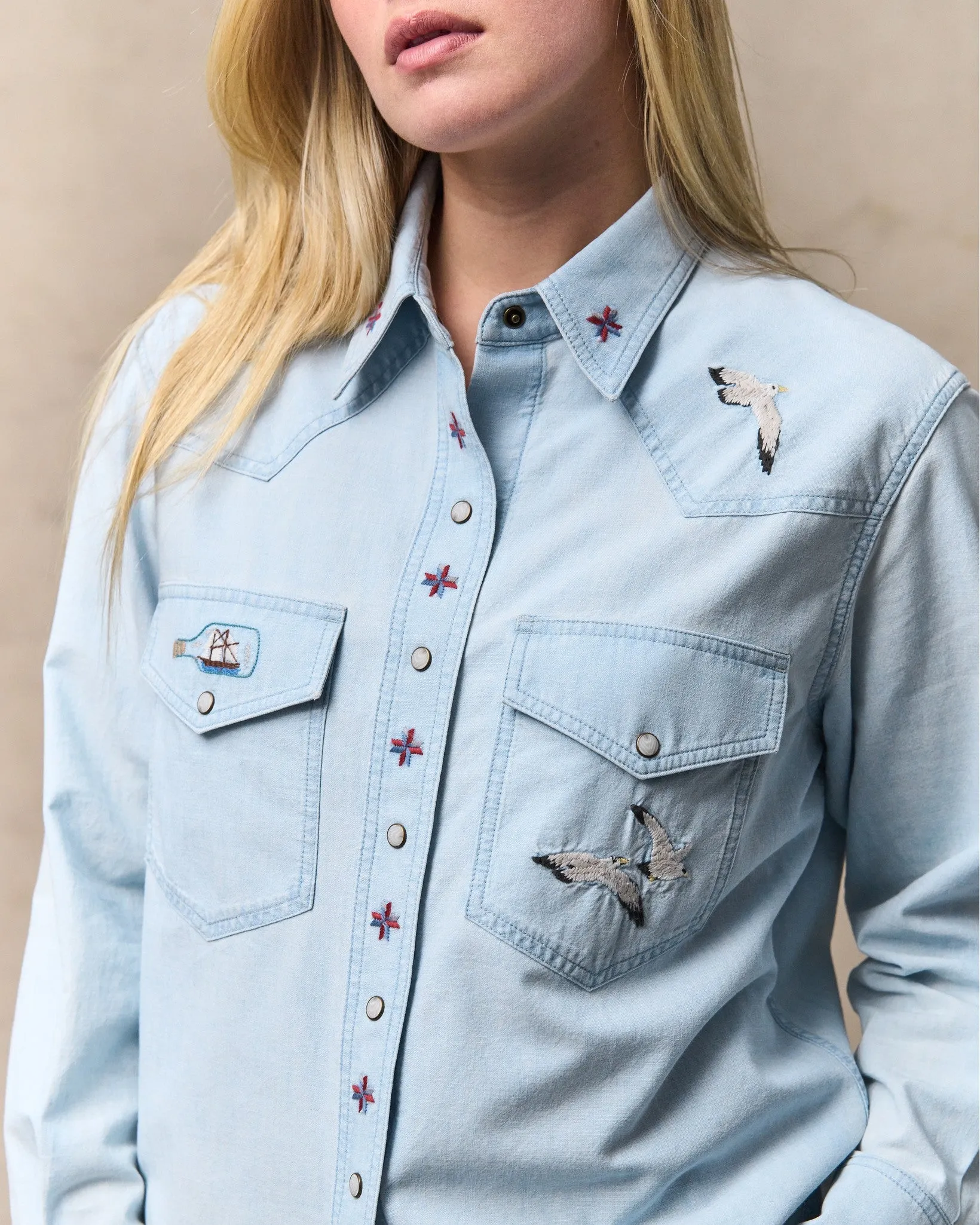 Women's Embroidered Western Shirt - Light Indigo sold by Filson product image thumbnail 4
