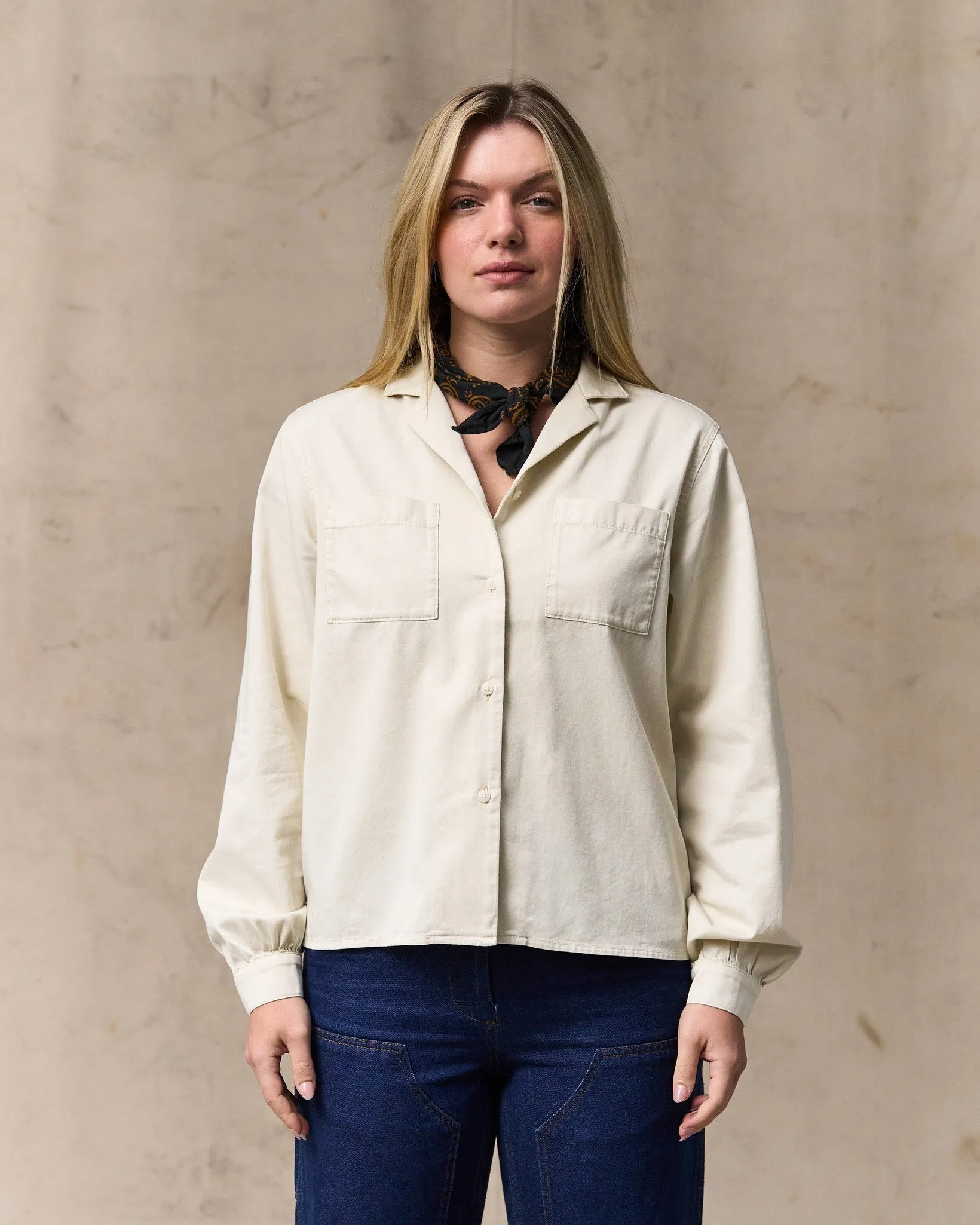 Women's Long Sleeve Twill Camp Shirt - Cream sold by Filson