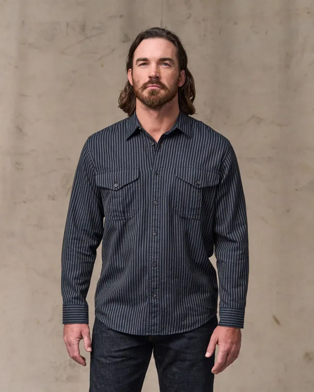 Lightweight Alaskan Guide Shirt - Indigo / Ticking Stripe sold by Filson