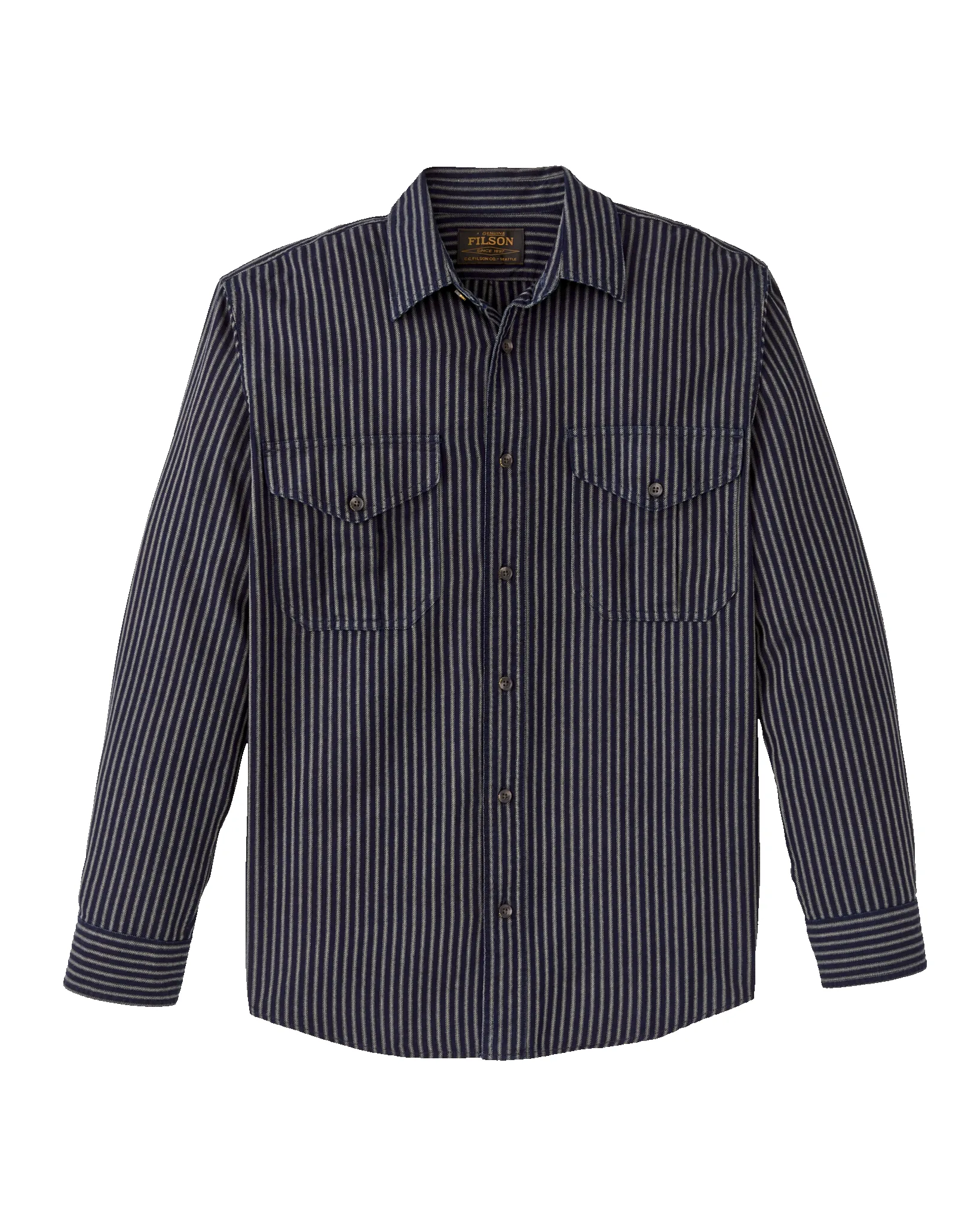 Lightweight Alaskan Guide Shirt - Indigo / Ticking Stripe sold by Filson product image thumbnail 4