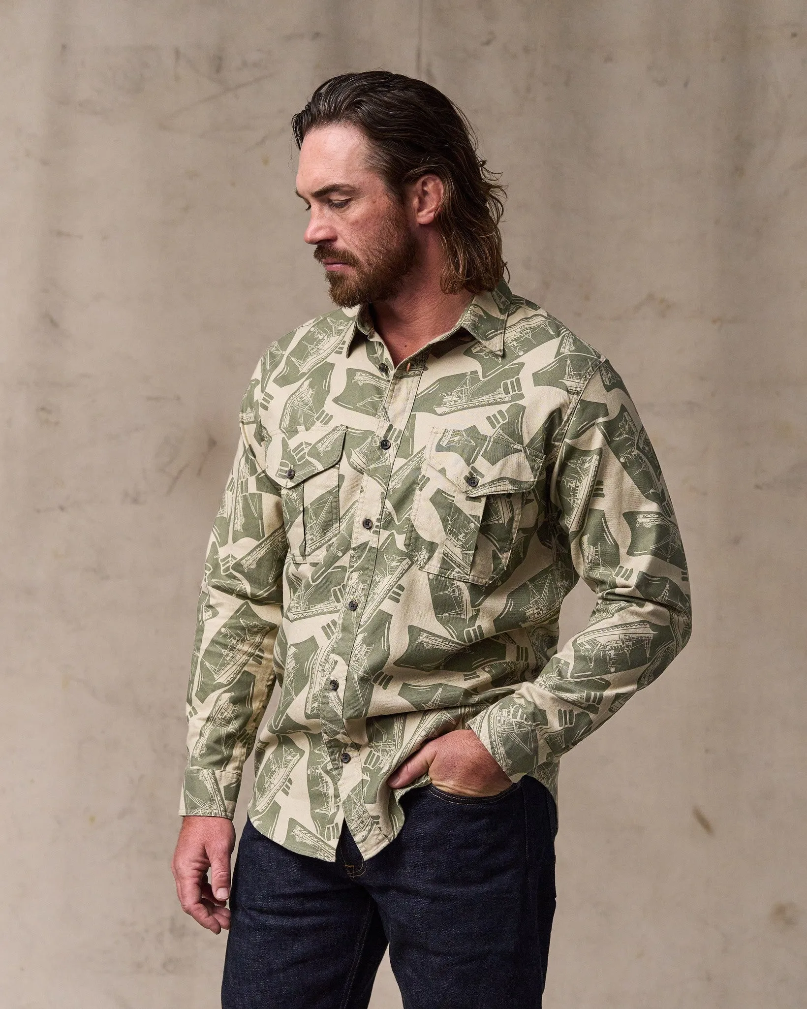Lightweight Alaskan Guide Shirt - Khaki / Print sold by Filson product image thumbnail 2