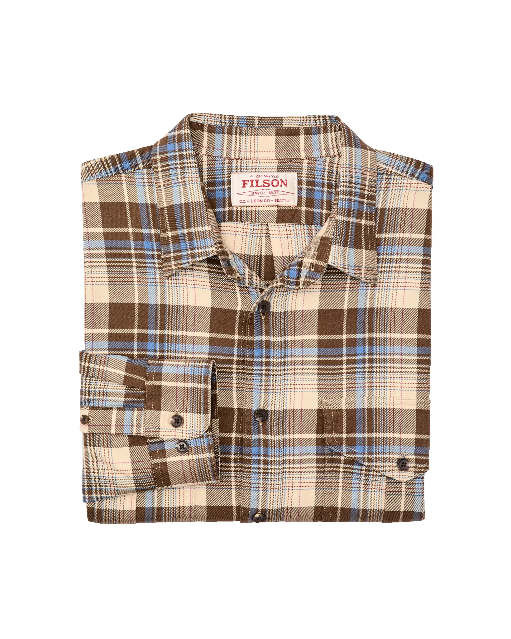 Lightweight Alaskan Guide Shirt - Cream / Blue / Multi Plaid sold by Filson product image thumbnail 4