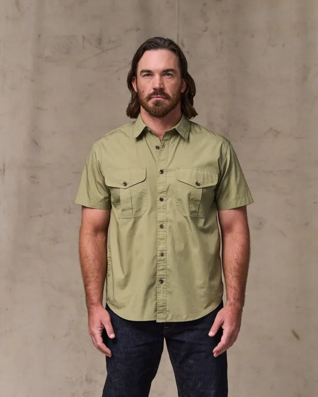 Washed Short Sleeve Feather Cloth Shirt - Lakebed sold by Filson