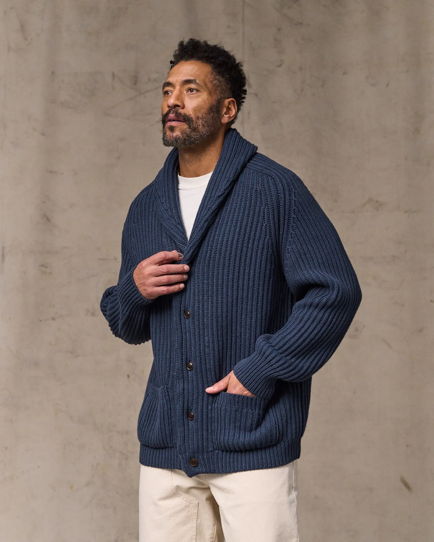 Fisherman Rib Cotton Cardigan - Navy sold by Filson product image thumbnail 3