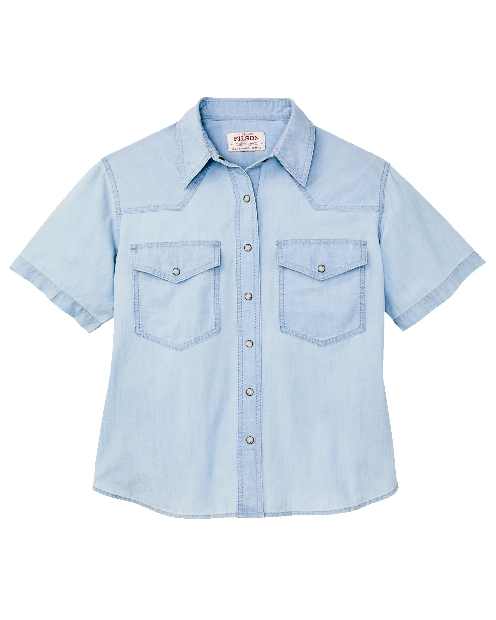 Women's Short Sleeve Chambray Western Shirt - Light Indigo sold by Filson product image thumbnail 4
