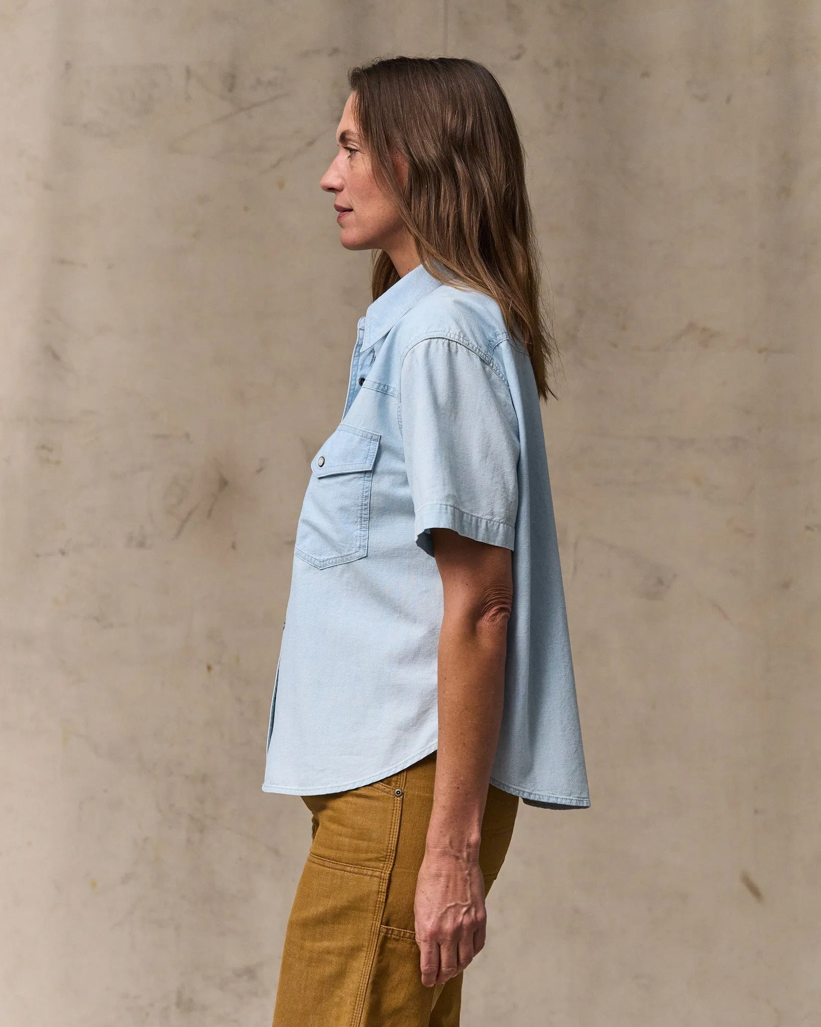 Women's Short Sleeve Chambray Western Shirt - Light Indigo sold by Filson product image thumbnail 3