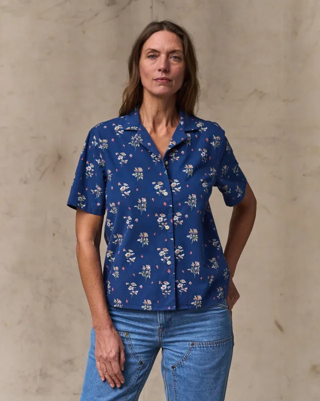 Women's Camp Shirt - Indigo / Floral made by Filson