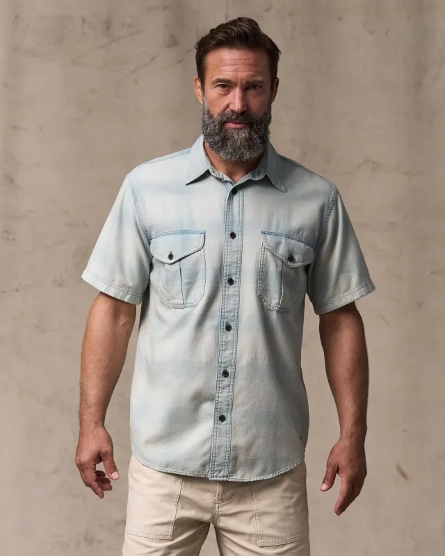 Short Sleeve Lightweight Alaskan Guide Shirt - Indigo Plaid sold by Filson