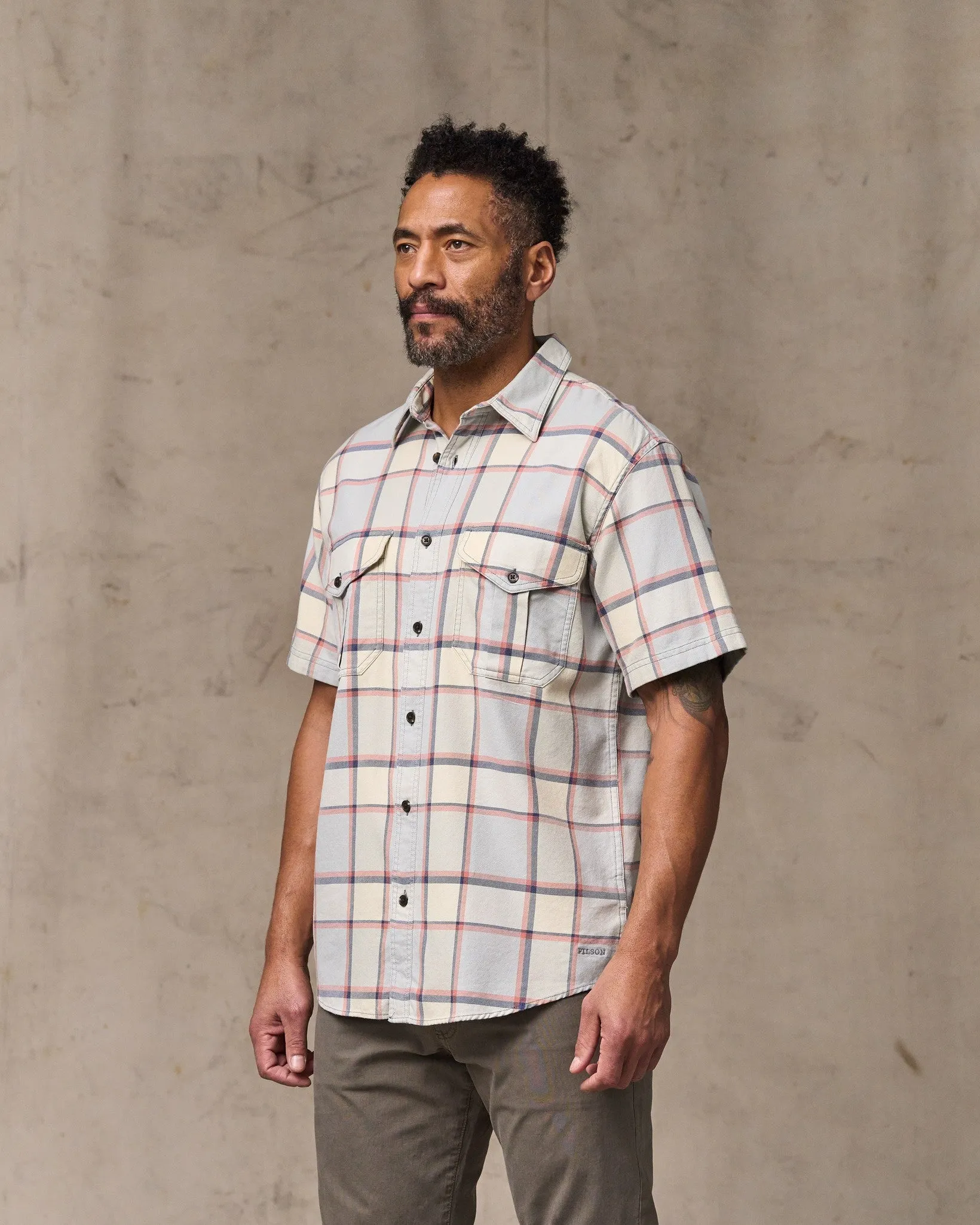 Short Sleeve Lightweight Alaskan Guide Shirt - Light Blue / Tan Plaid sold by Filson product image thumbnail 4