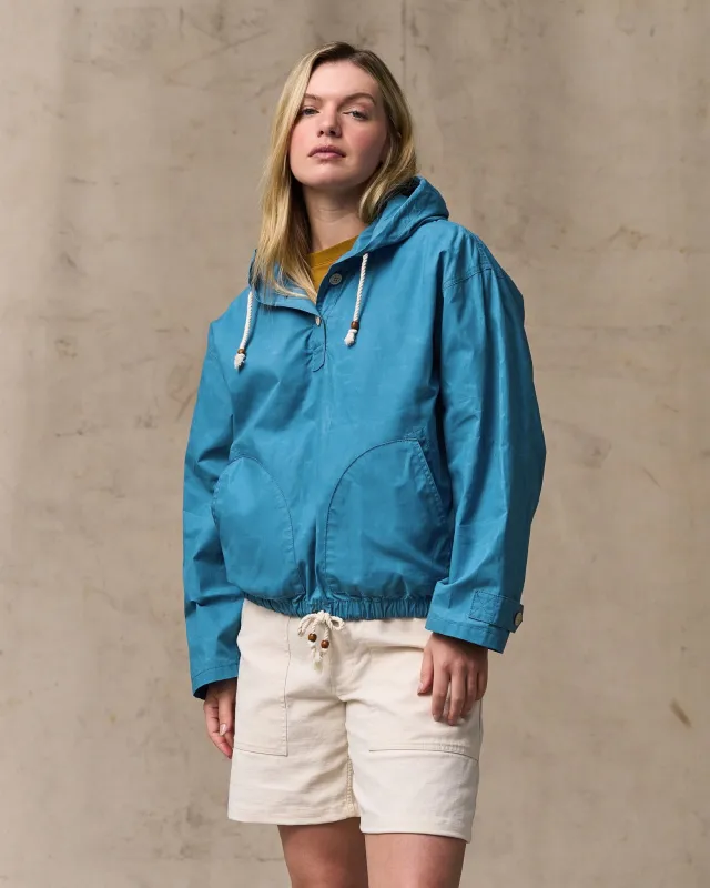 Women's Dry Wax Hooded Popover - Marine Blue made by Filson