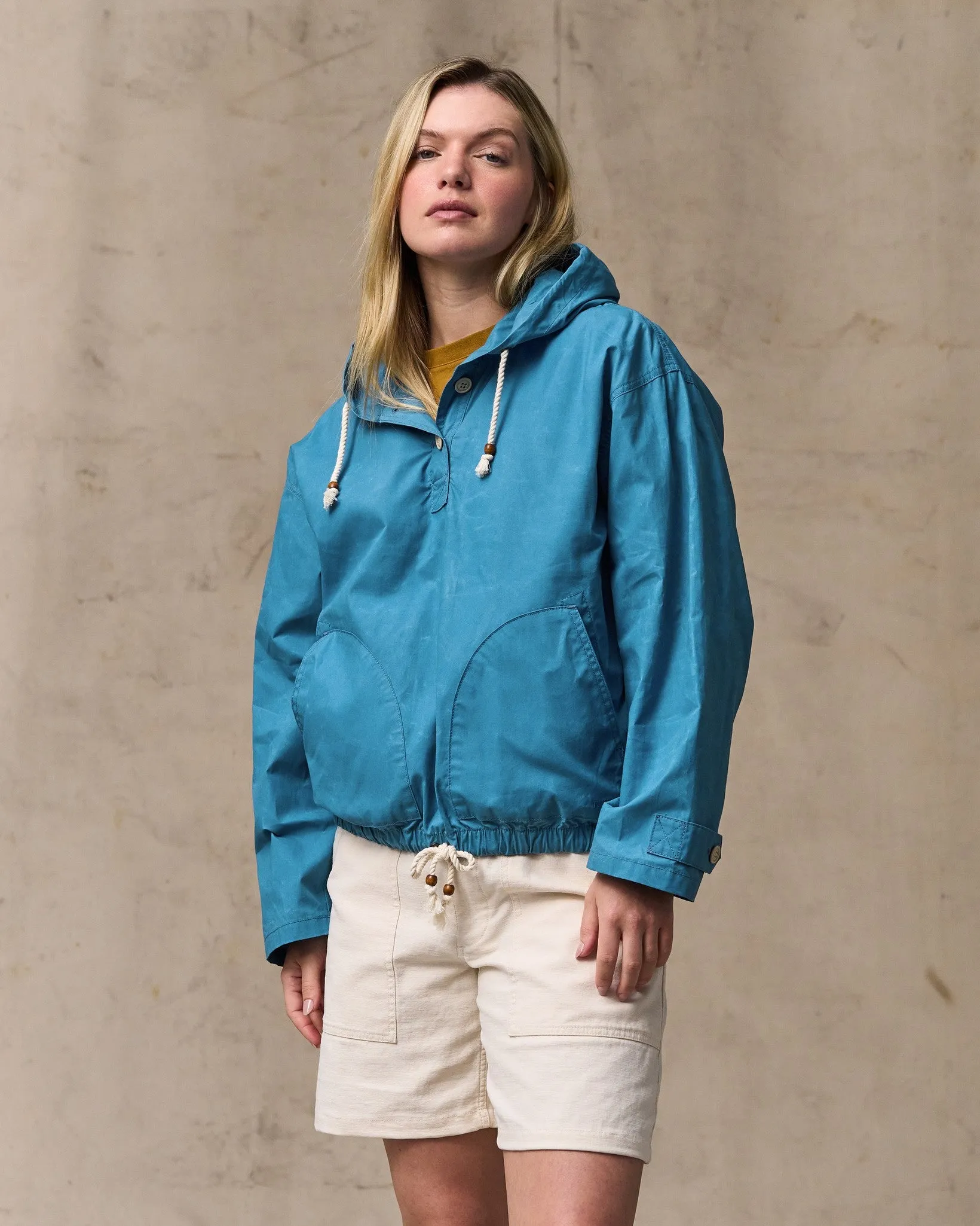 Women's Dry Wax Hooded Popover - Marine Blue sold by Filson