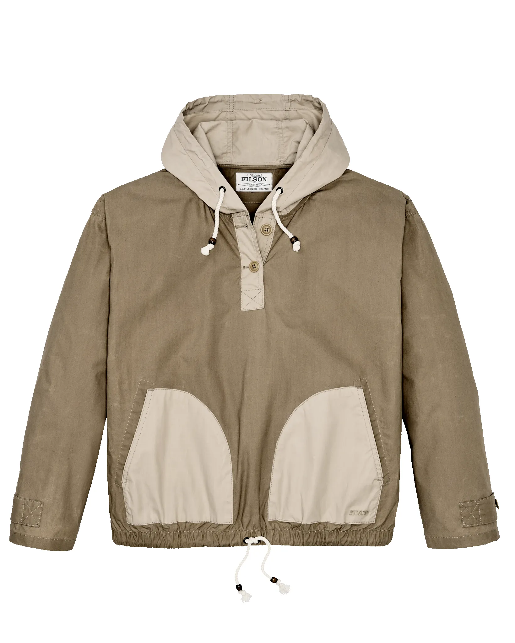 Women's Dry Wax Hooded Popover - Khaki / Quail Tan sold by Filson product image thumbnail 5