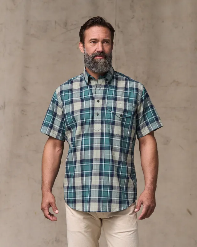 Short Sleeve Madras Popover Shirt - Gray / Teal Multicolor sold by Filson