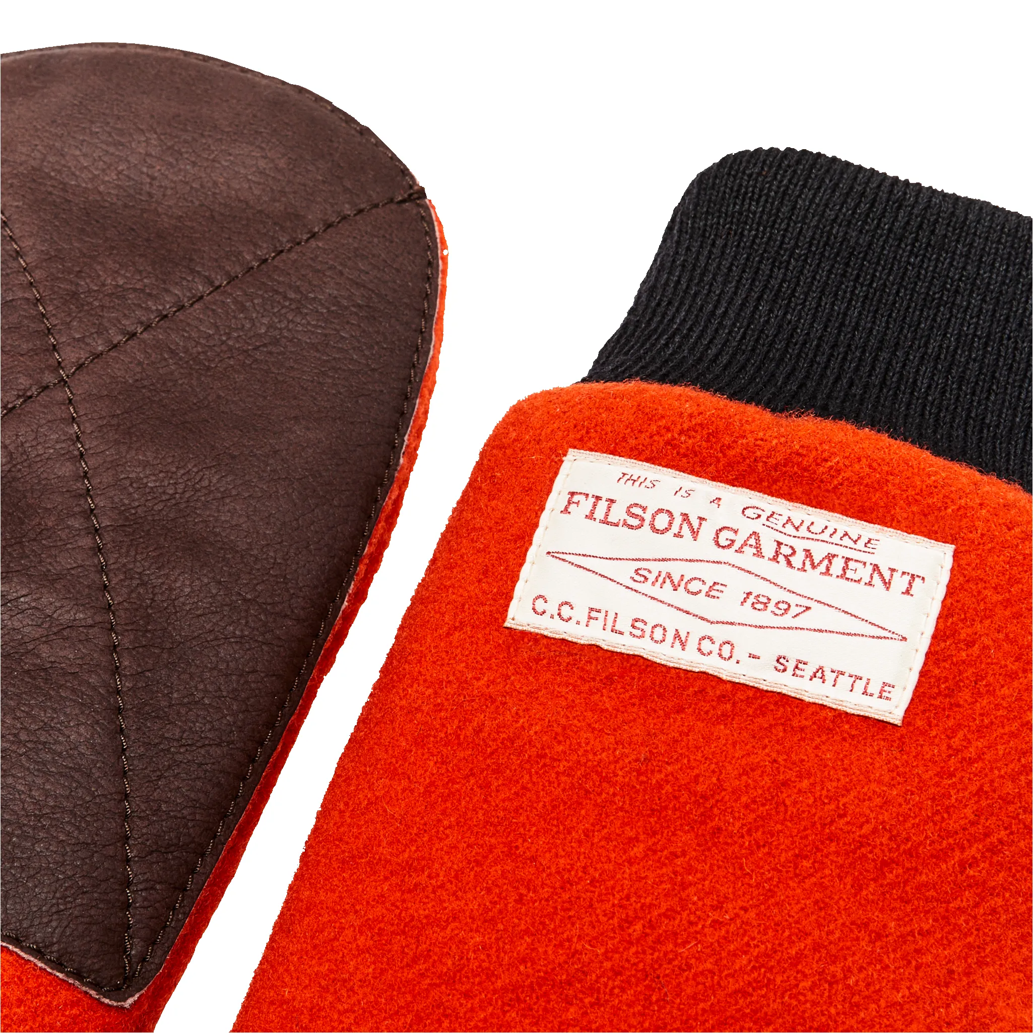 Leather Palm Mackinaw Wool Mittens - Flame sold by Filson product image thumbnail 2