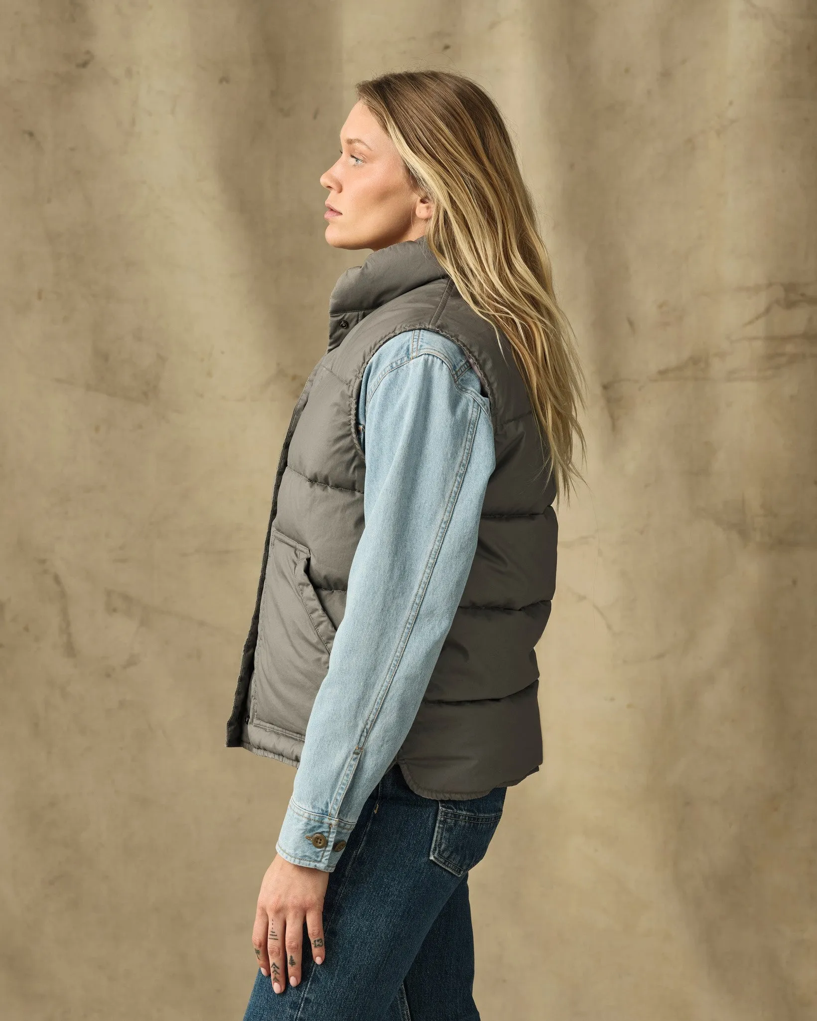 Women's Heritage Cotton Down Vest - Smokey Olive sold by Filson product image thumbnail 3