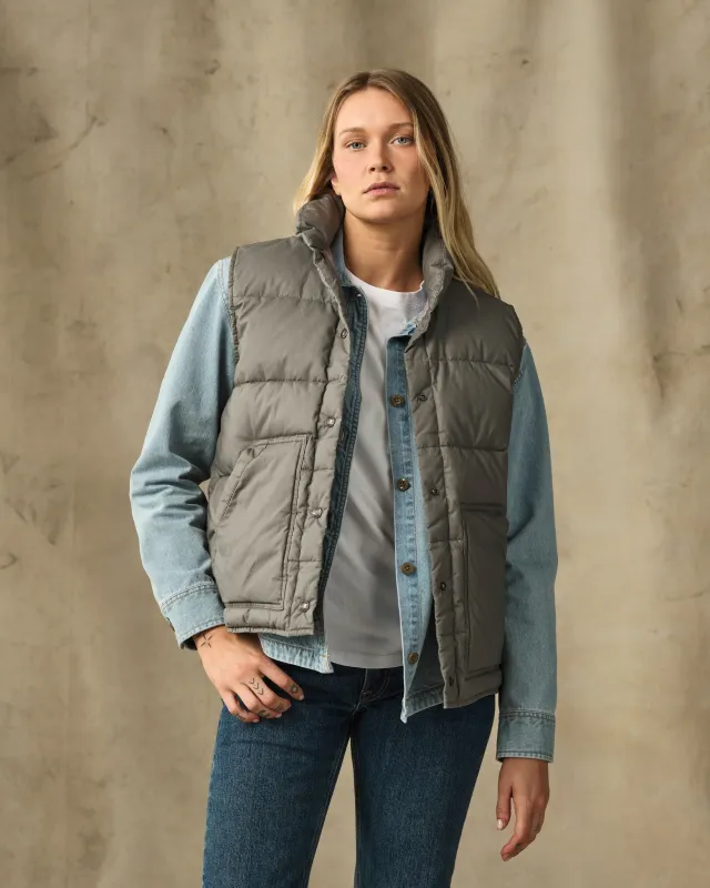Women's Heritage Cotton Down Vest - Smokey Olive made by Filson