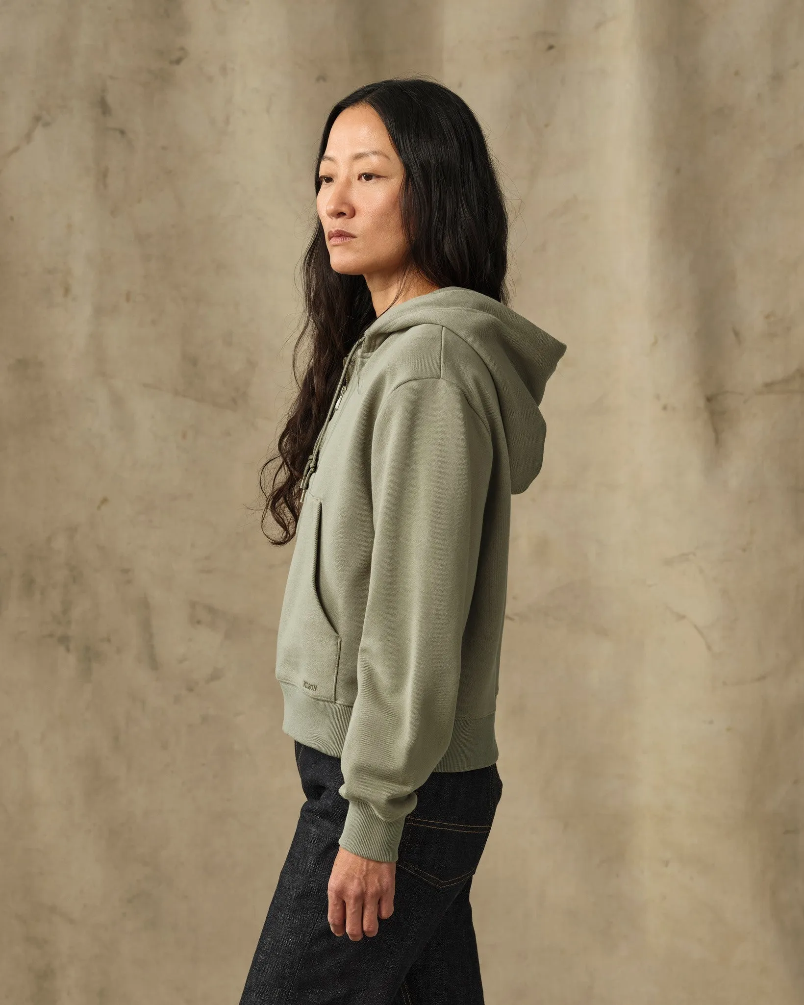 Women's French Terry Half-Zip Hoodie - Olive Branch sold by Filson product image thumbnail 3