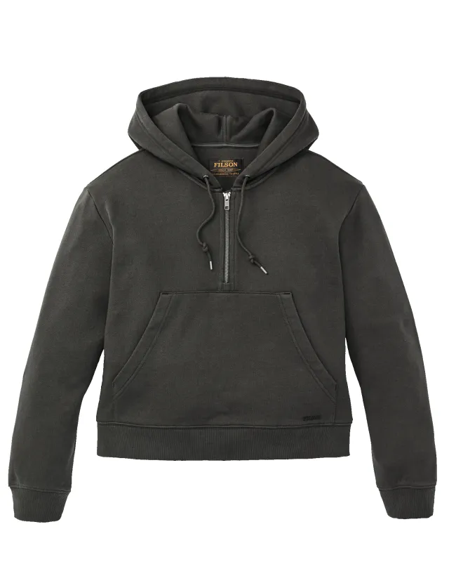 Women's French Terry Half-Zip Hoodie - Faded Black made by Filson
