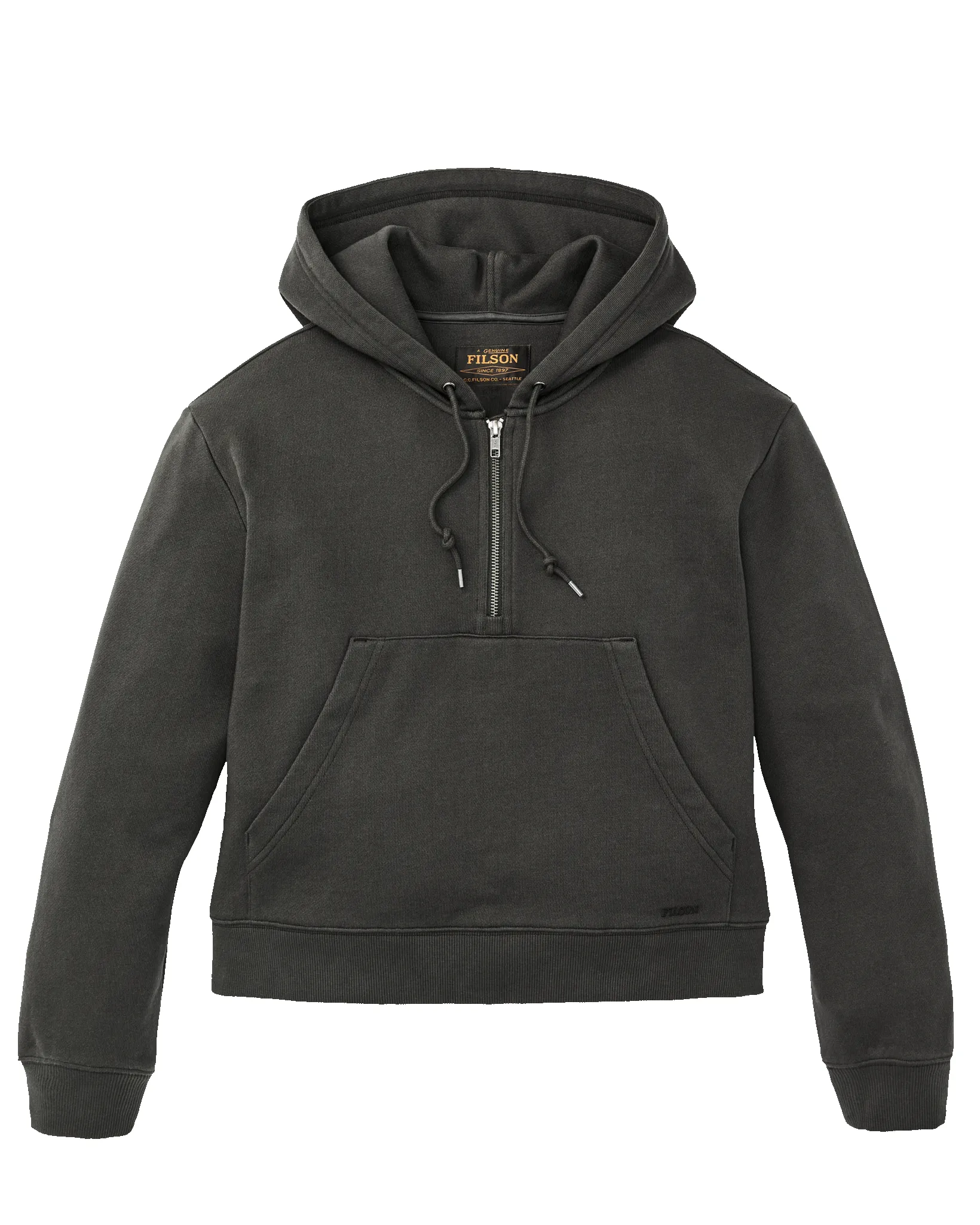 Women's French Terry Half-Zip Hoodie - Faded Black sold by Filson