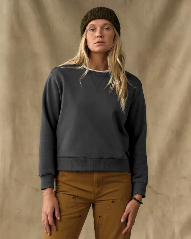 Women's French Terry Crewneck - Faded Black made by Filson