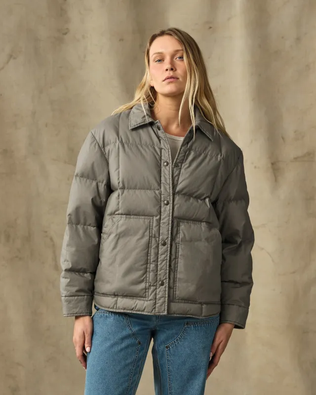 Women's Heritage Cotton Down Jacket - Smokey Olive made by Filson