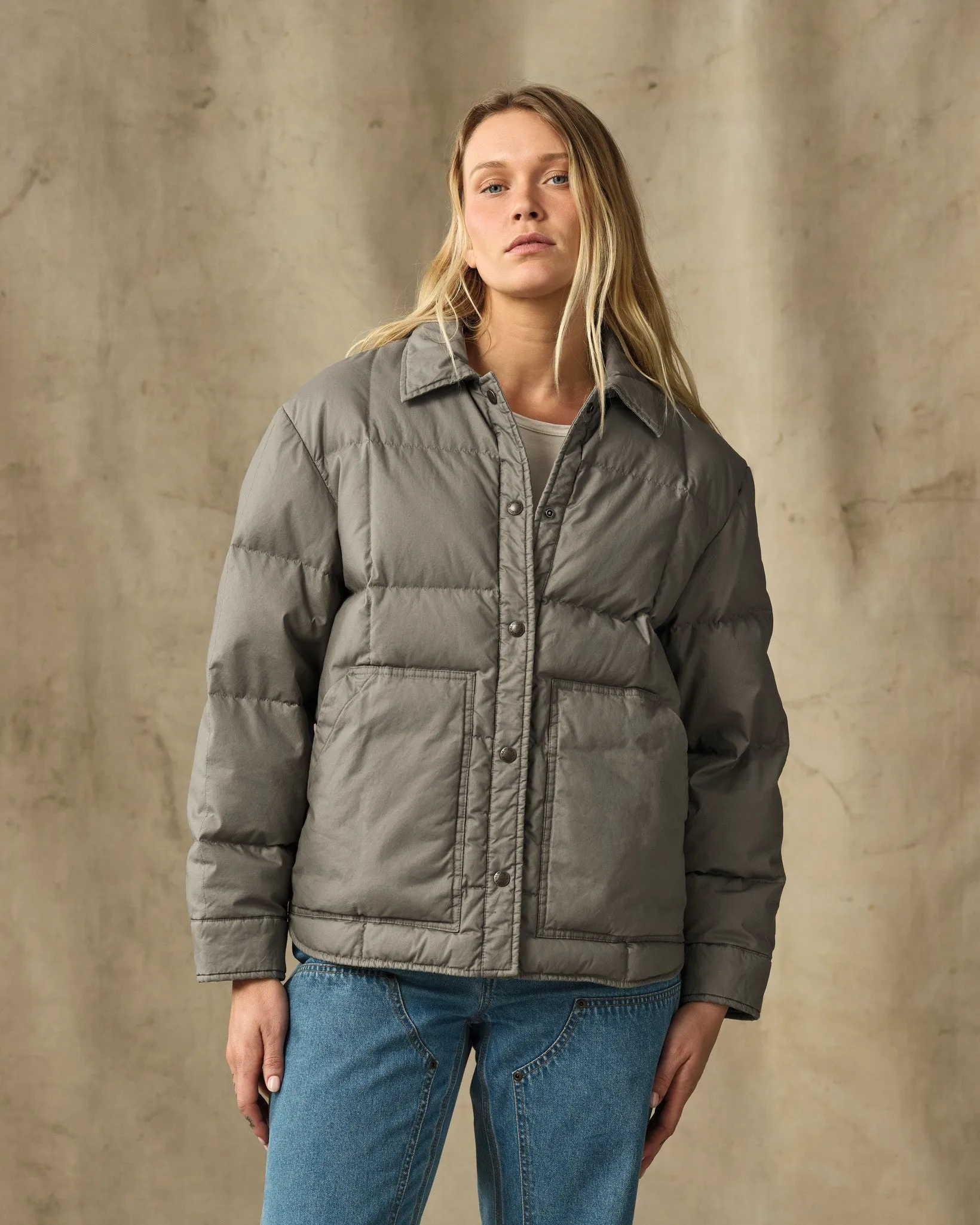 Women's Heritage Cotton Down Jacket - Smokey Olive sold by Filson