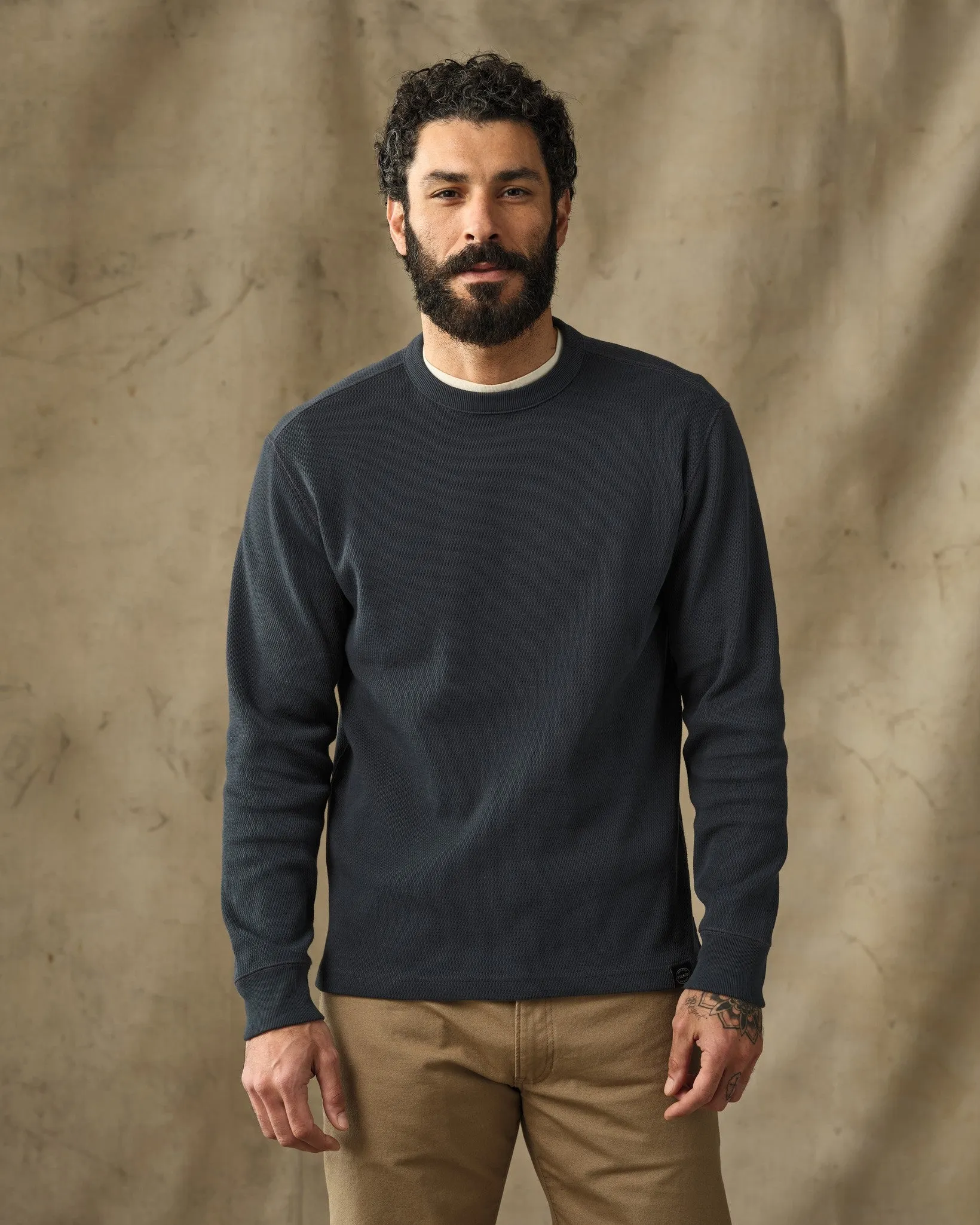Waffle Knit Thermal Crewneck - Blue Mussel sold by Filson