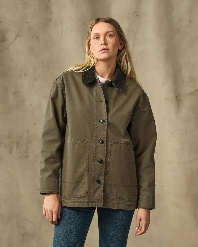 Women's Canvas Barn Coat - Marsh Olive made by Filson