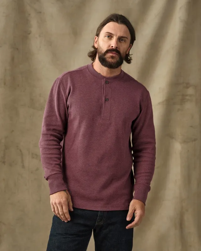 Waffle Knit Henley - Dark Port Heather made by Filson