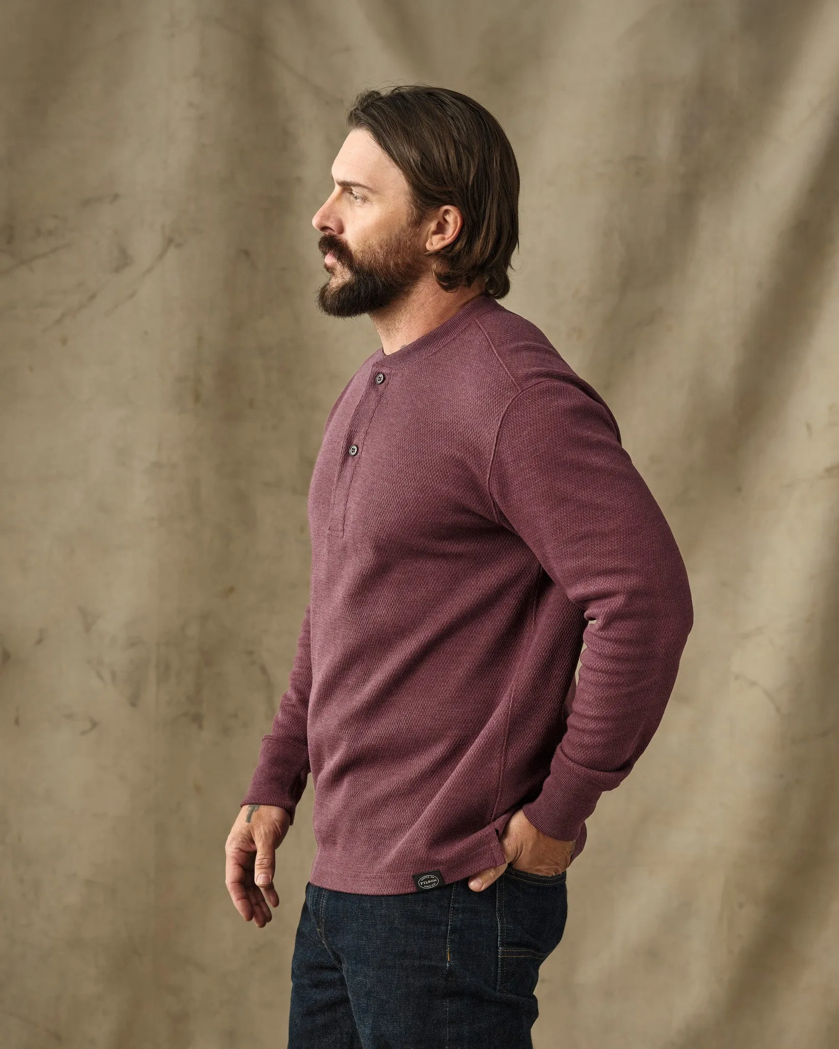 Waffle Knit Henley - Dark Port Heather sold by Filson product image thumbnail 3