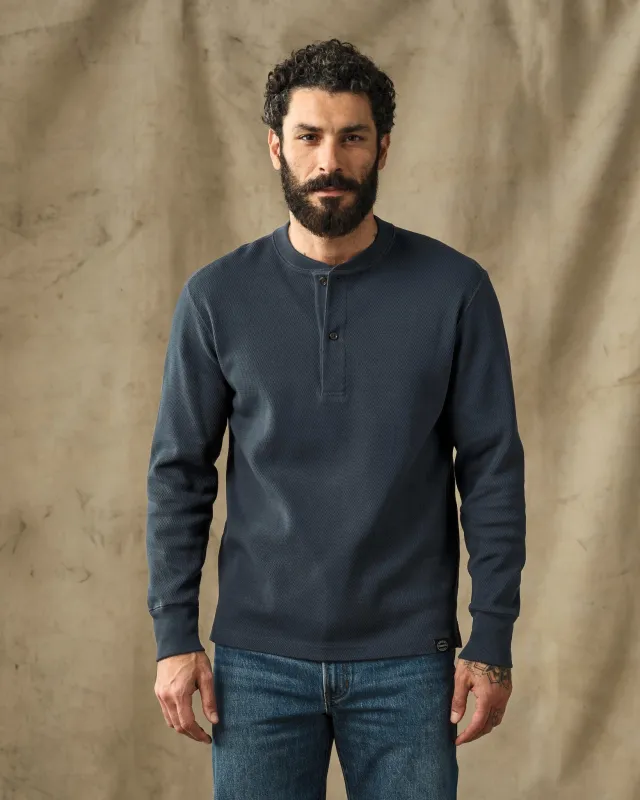Waffle Knit Henley - Blue Mussel made by Filson