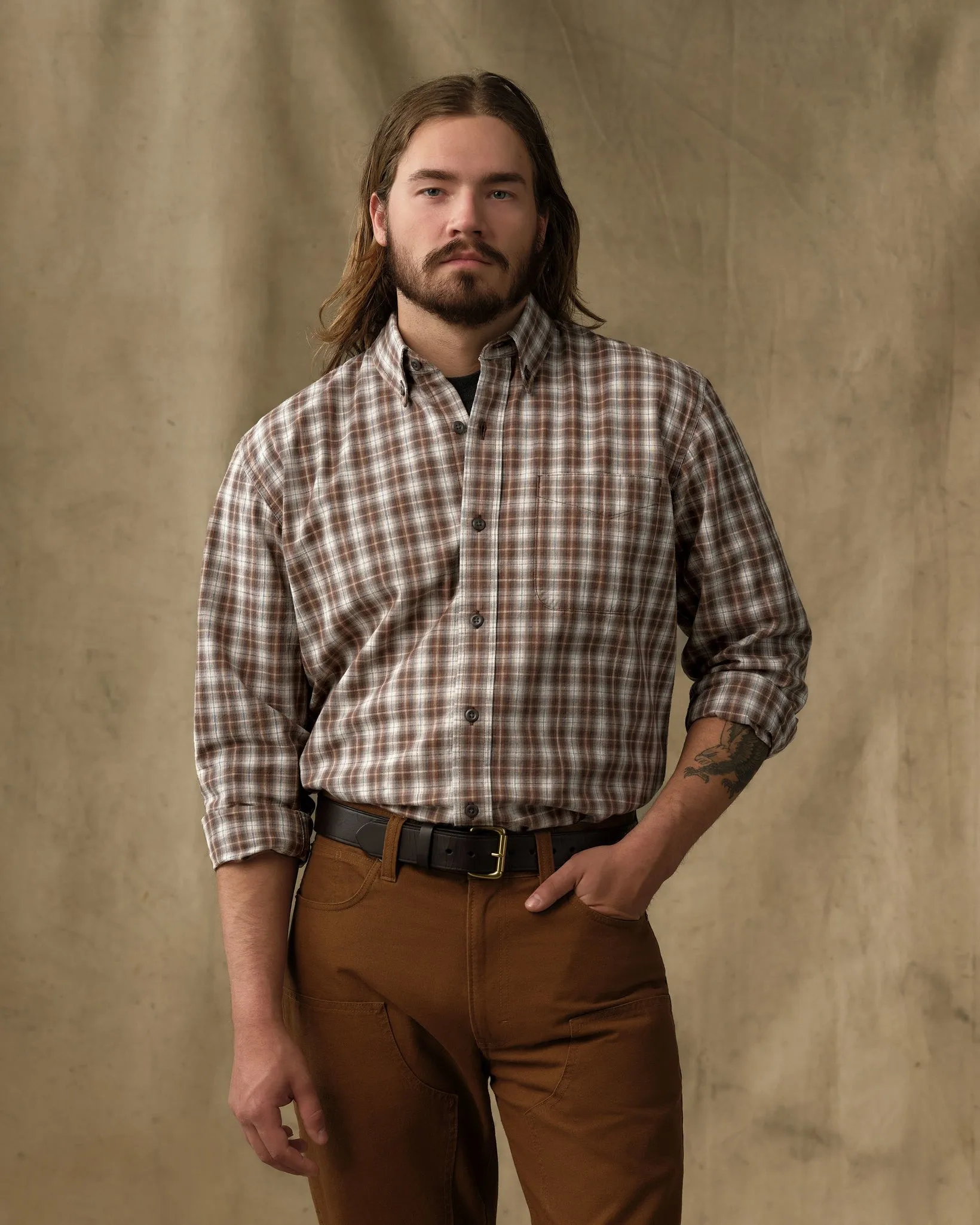 Chambray Button-Down Shirt - Cascade Plaid sold by Filson