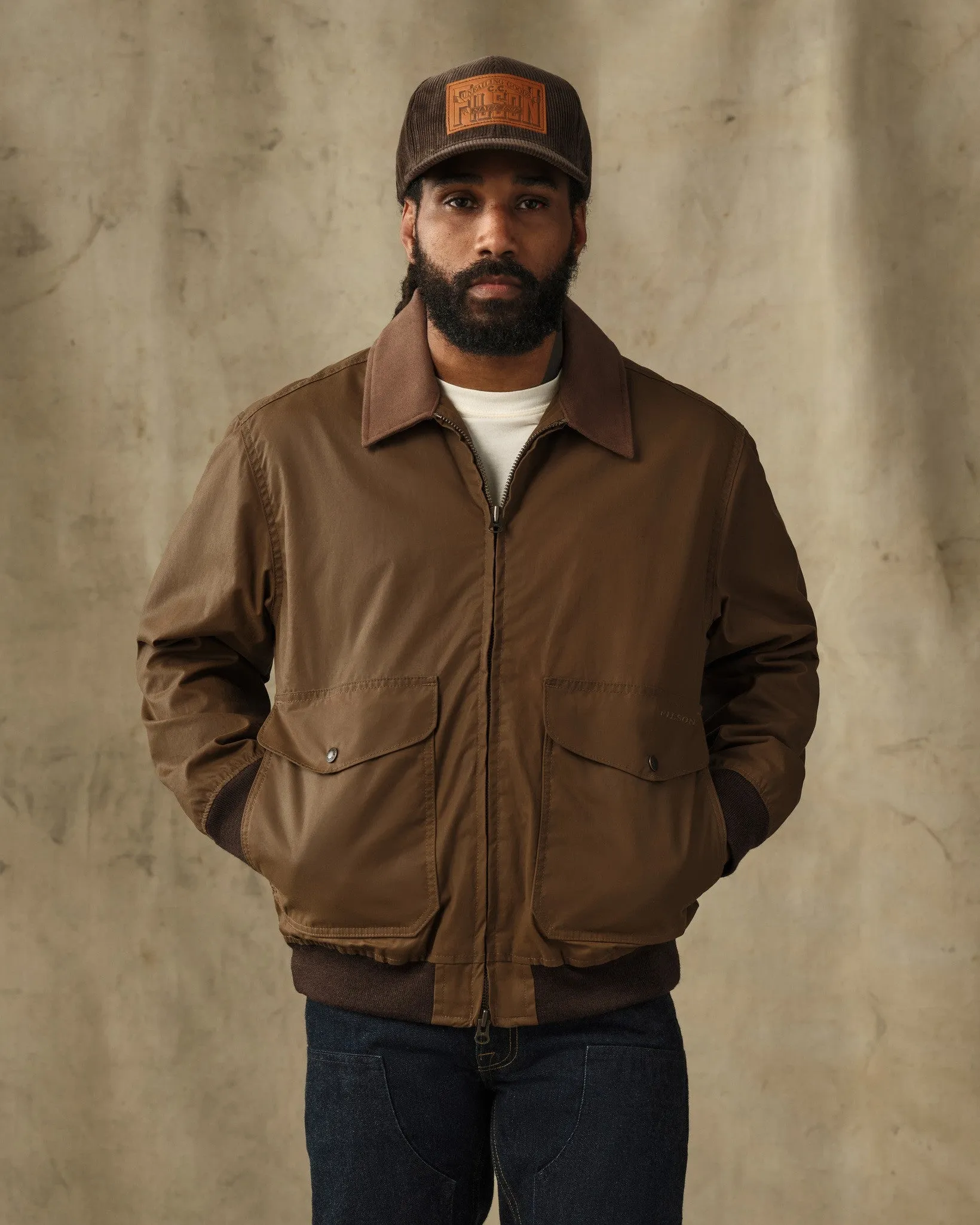 Cover Cloth Bomber Jacket - Dark Tan sold by Filson