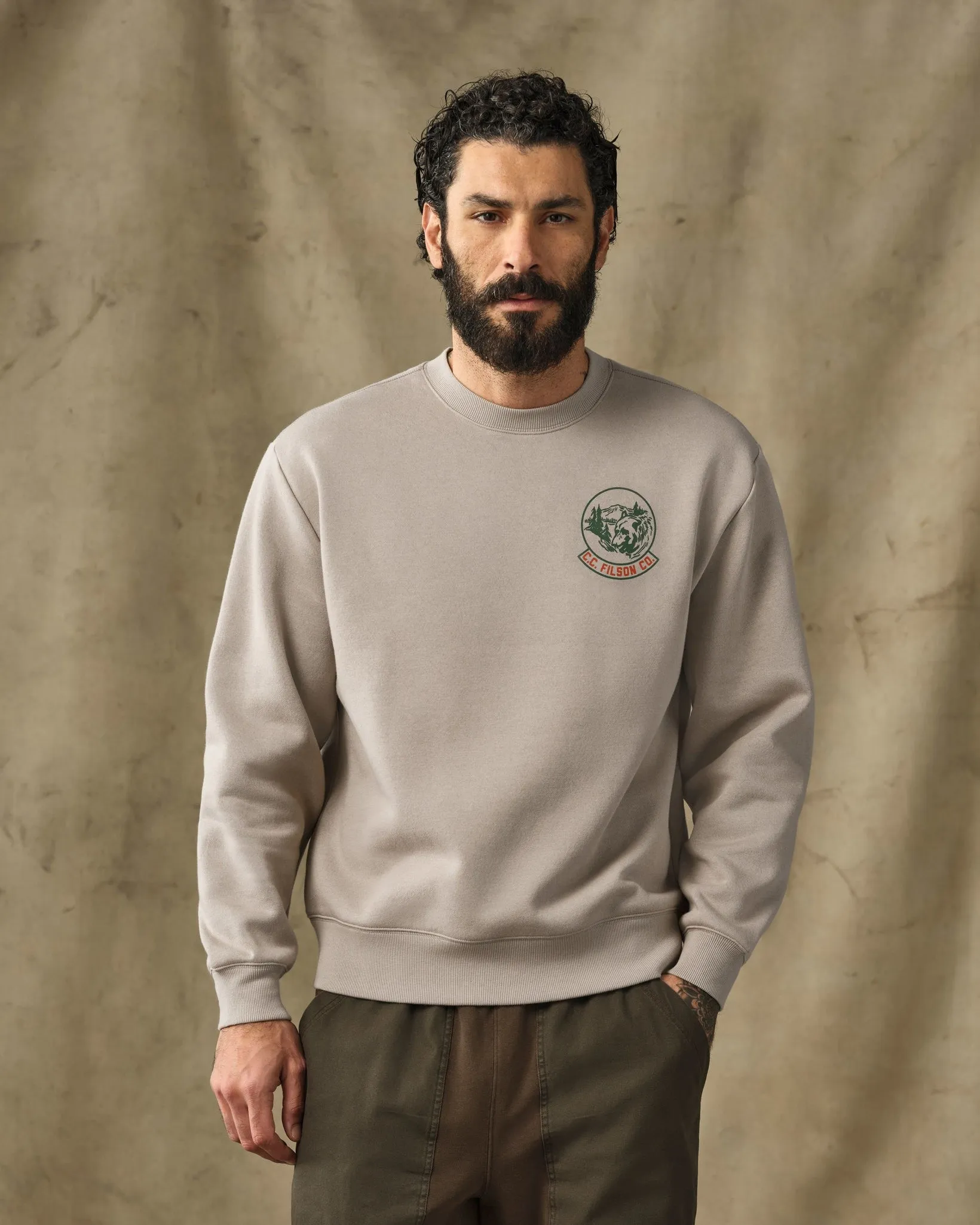 Bear Graphic Crewneck Sweatshirt - Vintage Khaki sold by Filson