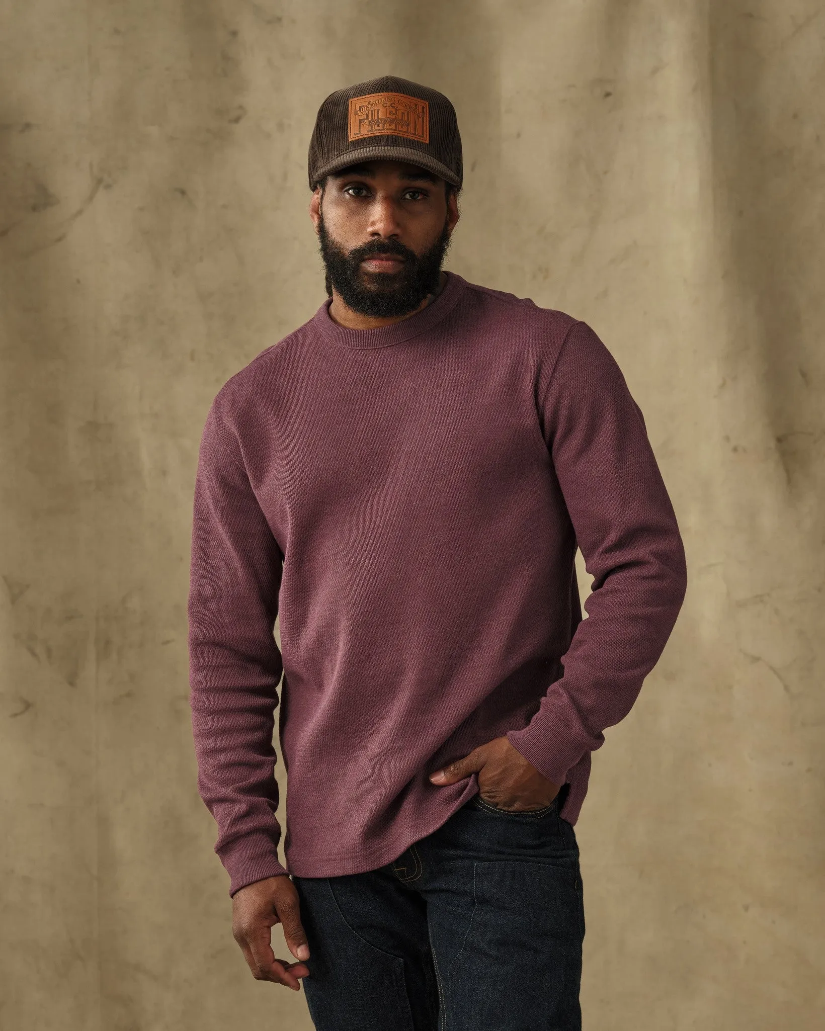 Waffle Knit Thermal Crewneck - Dark Port Heather sold by Filson