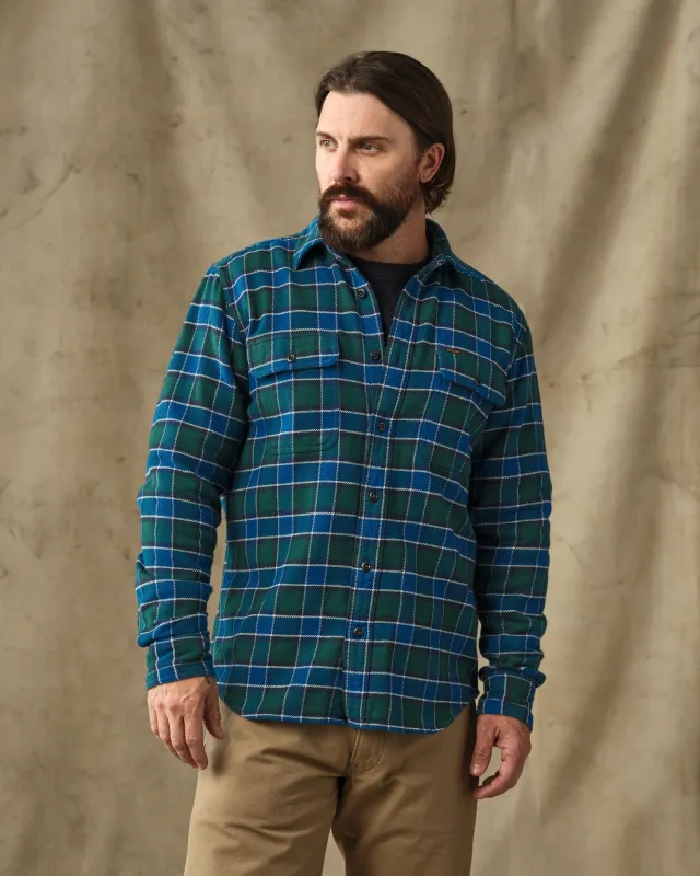 Vintage Flannel Work Shirt - Blue / Green Plaid made by Filson