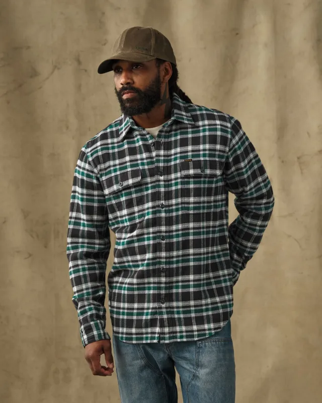 Vintage Flannel Work Shirt - Black / Green Plaid made by Filson