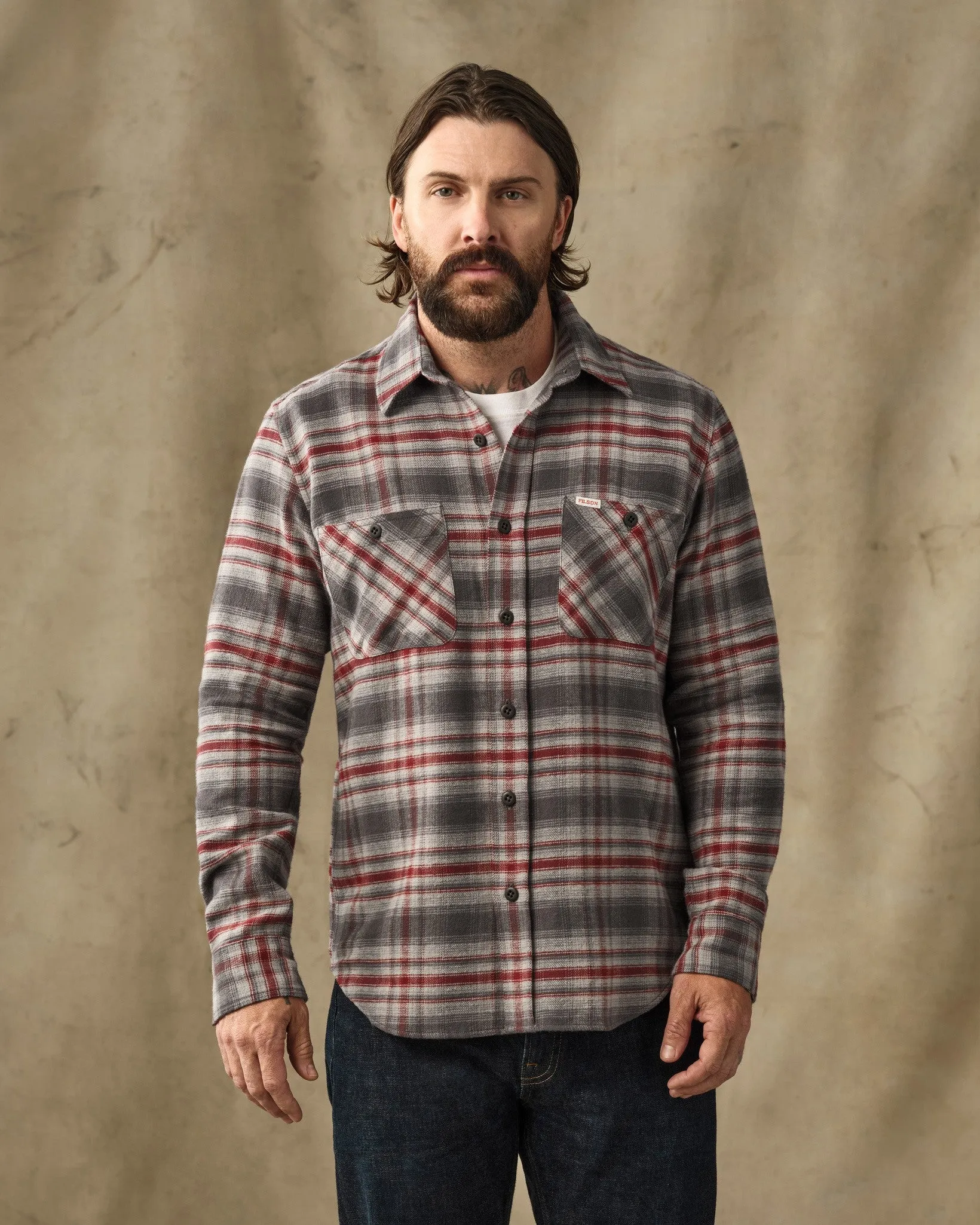 Rangeland Flannel Shirt - Red / Gray Plaid sold by Filson